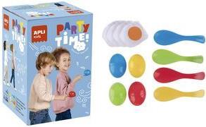APLI Kids Kinder Eierlauf-Set PARTY TIME Löffel und Eier in 4 Farben sortiert - 1 Stück (19560)