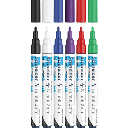 Schneider Paint-It 310 V1 Acrylstifte 2 mm Schwarz, Blau, Grün, Violett, Rot, Weiß