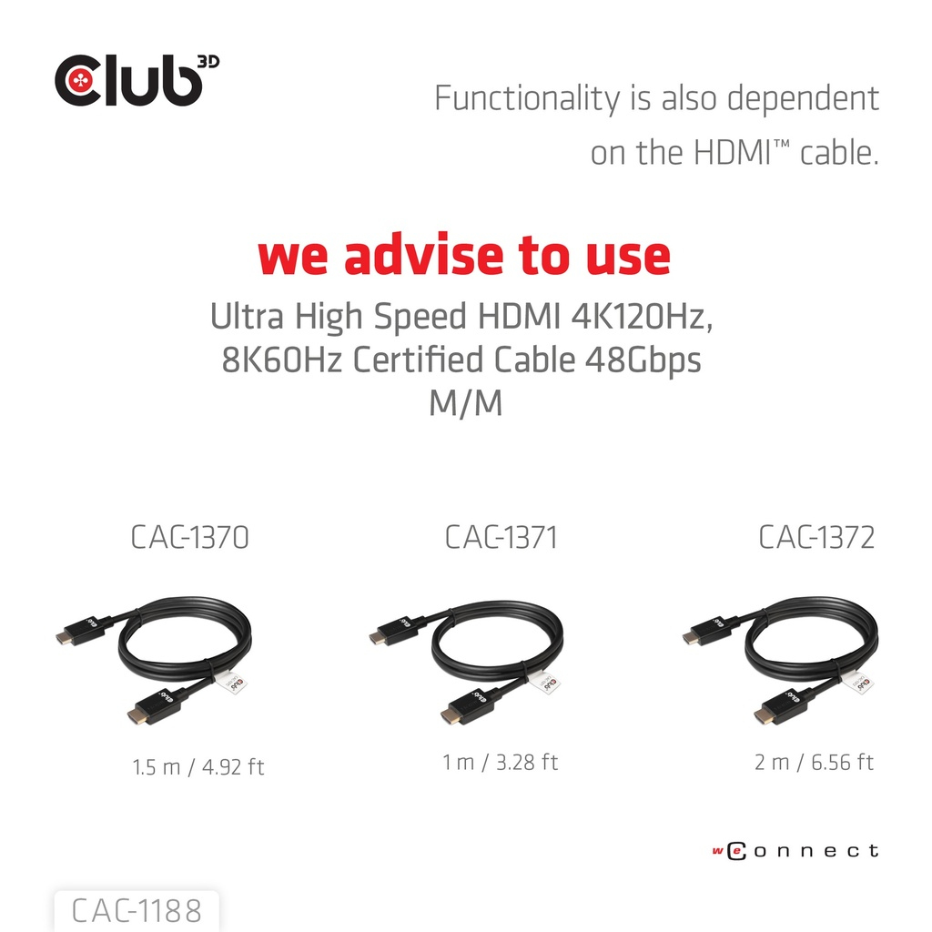 Club 3D CAC-1188 Mini DisplayPort 1.4 auf HDMI Adapter aktiv 8K 60 Hz Schwarz