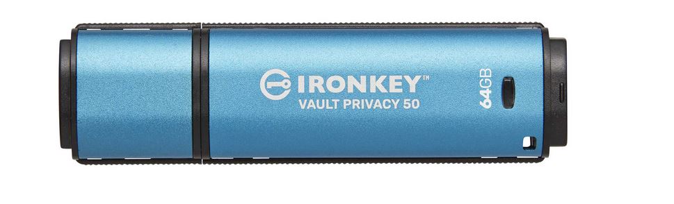 KINGSTON 64GB IronKey Vault Privacy 50 USB AES-256 Encrypted FIPS 197 (IKVP50/64GB)