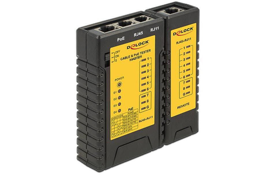 Delock 86107 Netzwerktester RJ45 RJ12 PoE Schwarz Gelb