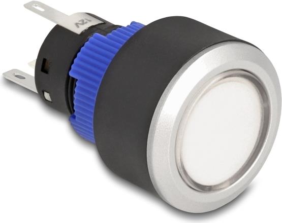 Delock Drucktaster vorstehend zum Einbau 22 mm 5 x Lötanschluss Taster flach Plastik LED (22046)