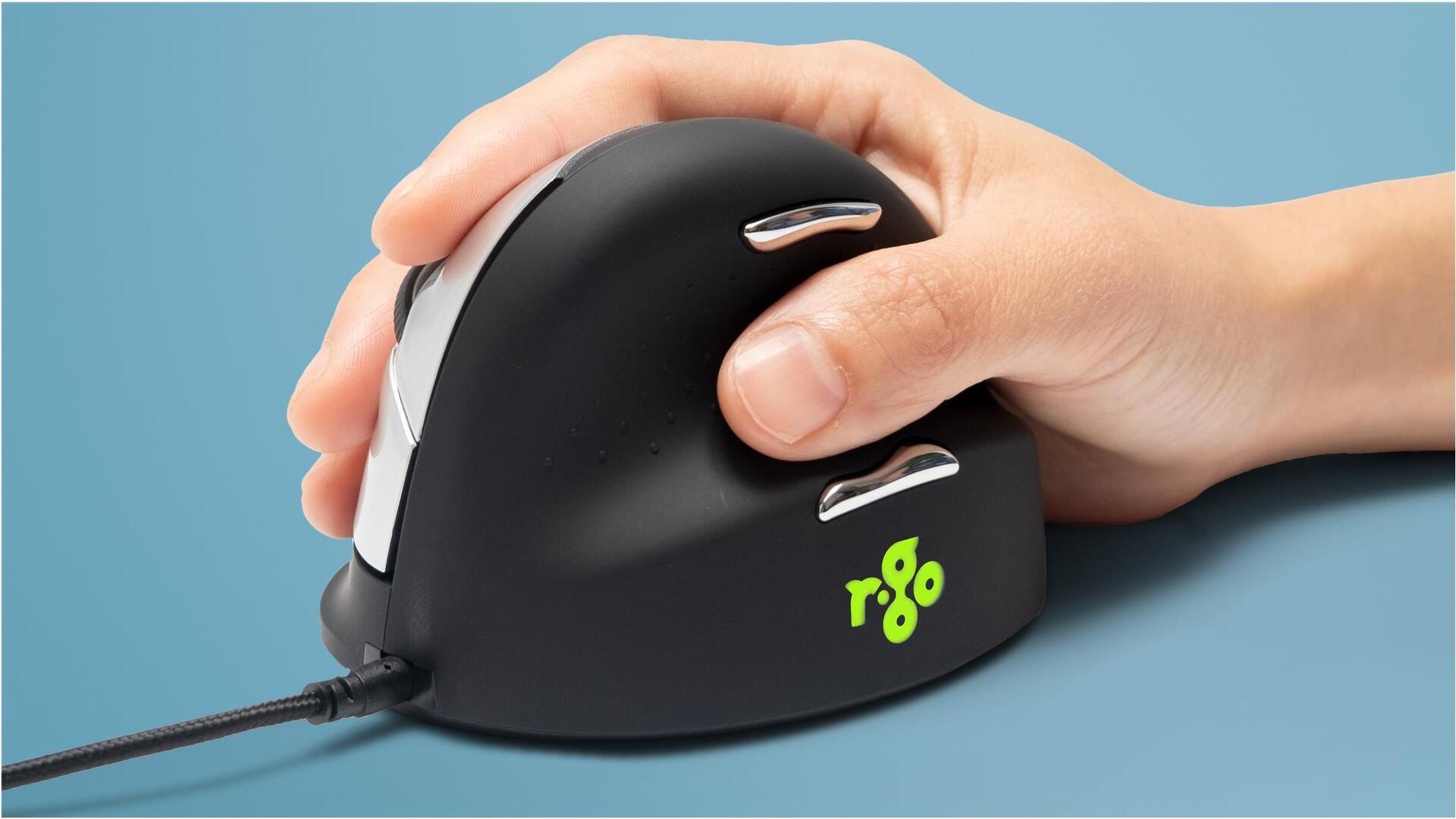 R-Go HE Vertical Mouse Large Right Ergonomische Maus Verkabelt USB Schwarz