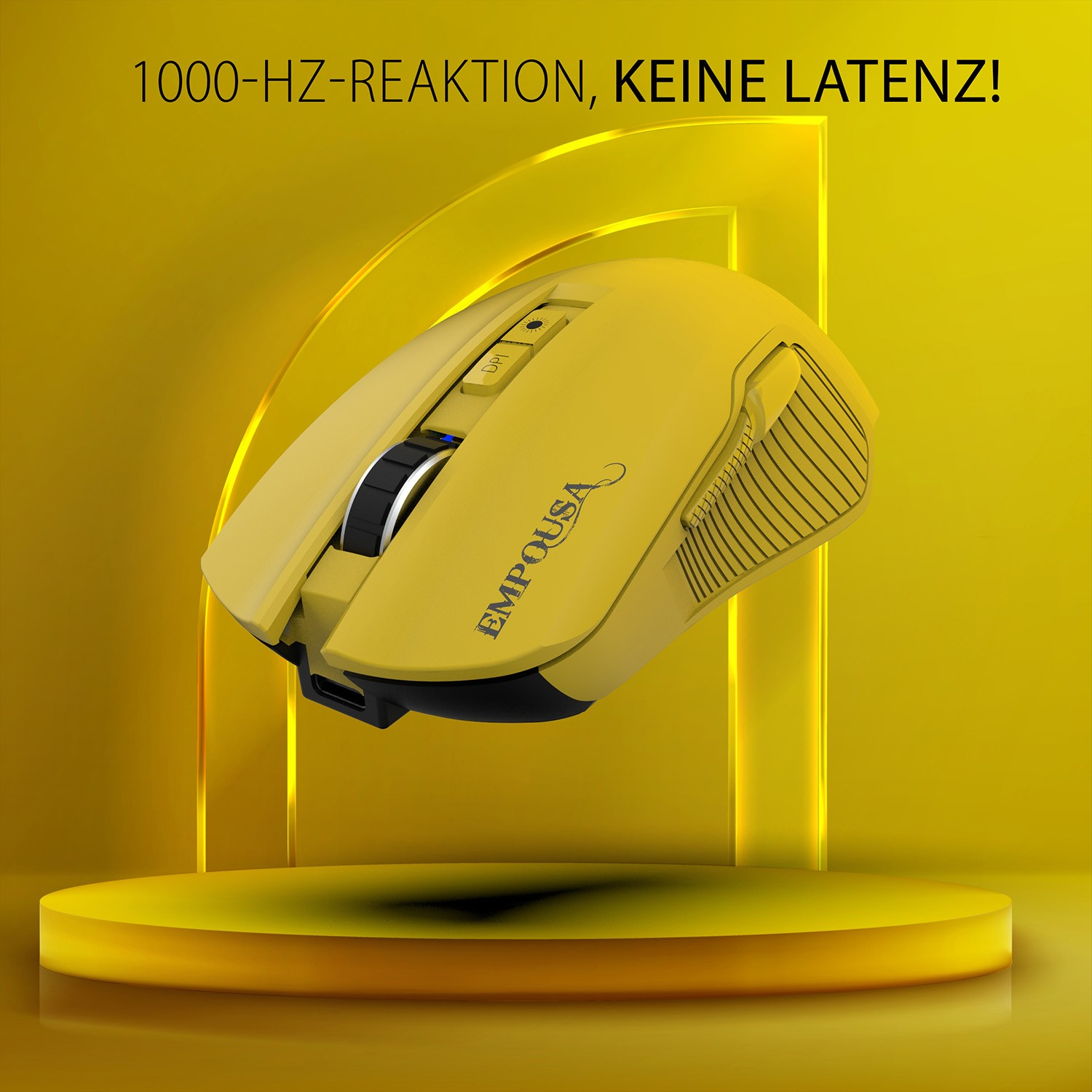 INCA Gaming Maus RGB 7200 DPI 7 Tasten Bluetooth USB-C Gelb
