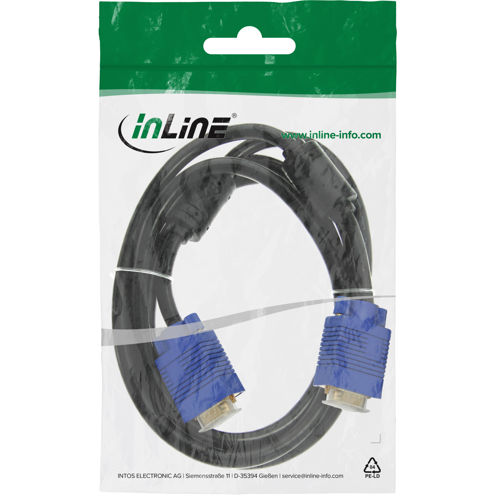 InLine S-VGA Kabel, 15-pol HD Stecker/Stecker, 1,5 m, Schwarz