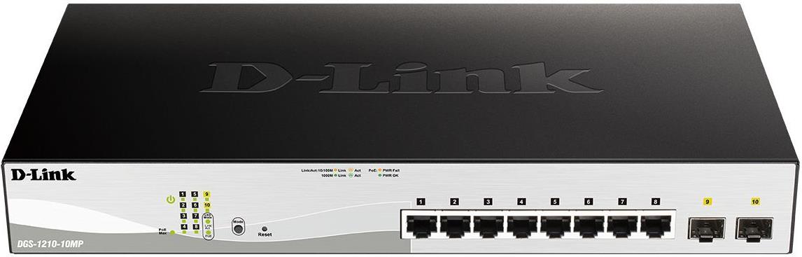 D-Link DGS-1210-10MP Managed Switch 10-Port L2+ PoE+ Schwarz, Grau