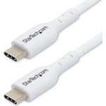 StarTech.com 2,0m(6,6ft) White USB-C Charging Cable, USB C Cable, USB 2,0 Type-C Laptop Charger Cord, 60W 3A Power Delivery, TPE Jacket, USB-C Data Transfer Cable, M/M (USB2CC2MNCWHE)