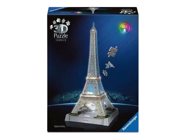 Ravensburger 3D Puzzle Iconics Eiffelturm mit Licht 216 Teile