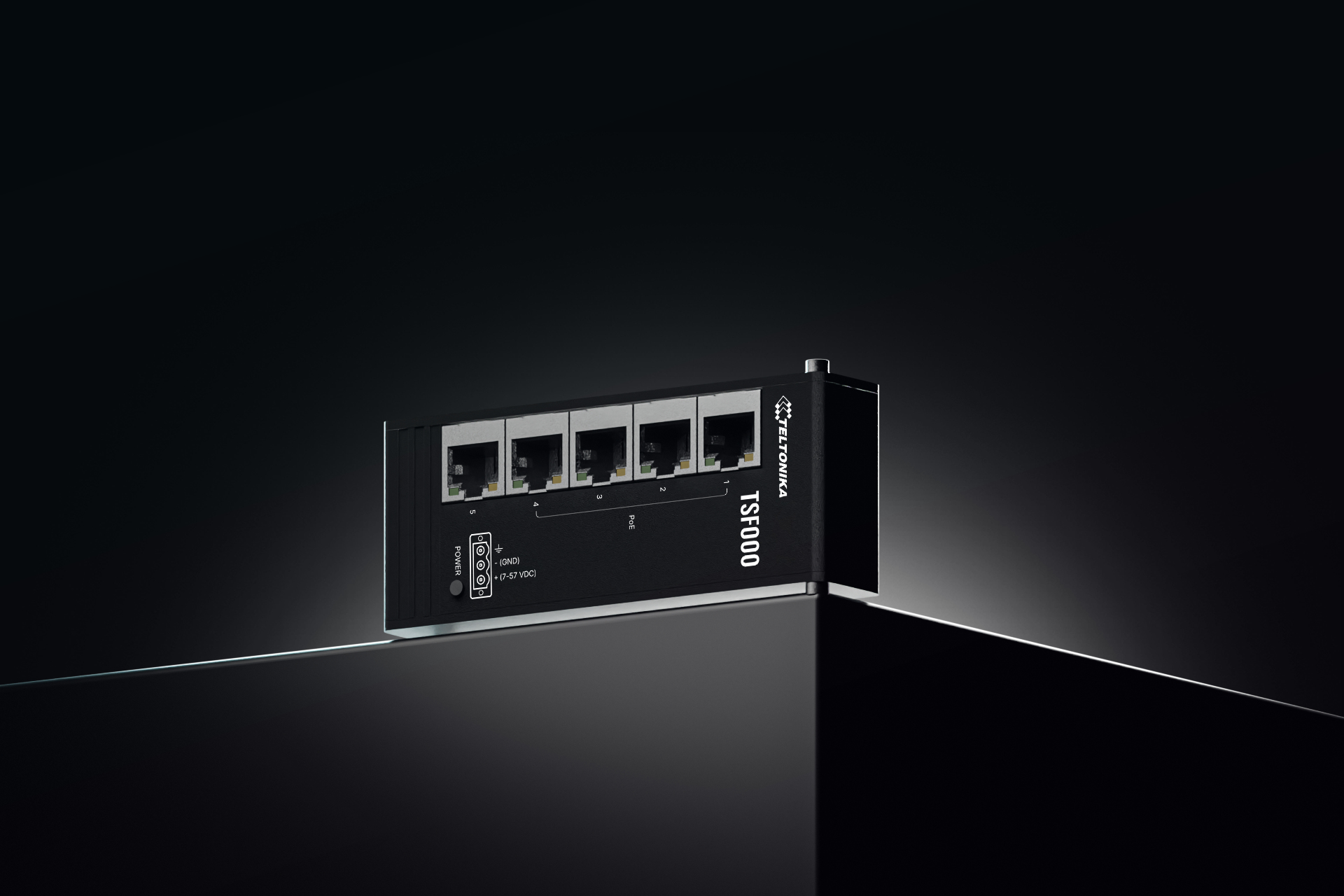 Teltonika TSF000 Unmanaged Switch 5 Ports 4 PoE+ 120 W DIN-Schiene Schwarz