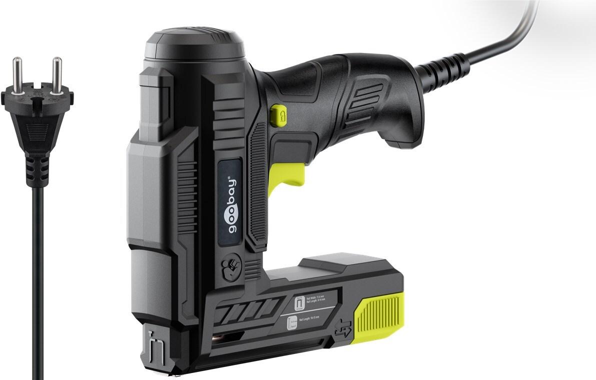 Goobay 2in1 Elektrotacker-Set kabelgebunden - mit 400 Tackernadeln und 100 (77820)