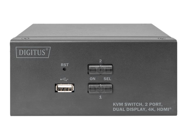 DIGITUS DS-12860 KVM-Switch 2-Port Dual-Display 4K HDMI Schwarz