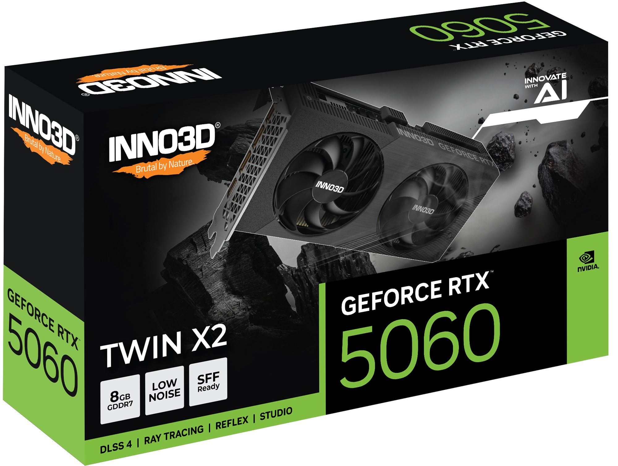 Inno3D GeForce RTX 5060 TWIN X2 Grafikkarte 8 GB GDDR7 HDMI 3x DisplayPort Schwarz