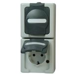 Schutzkontakt-Steckdose 2-fach senkrecht, AP-Feuchtraum BLUE ELECTRIC grau (131456008)