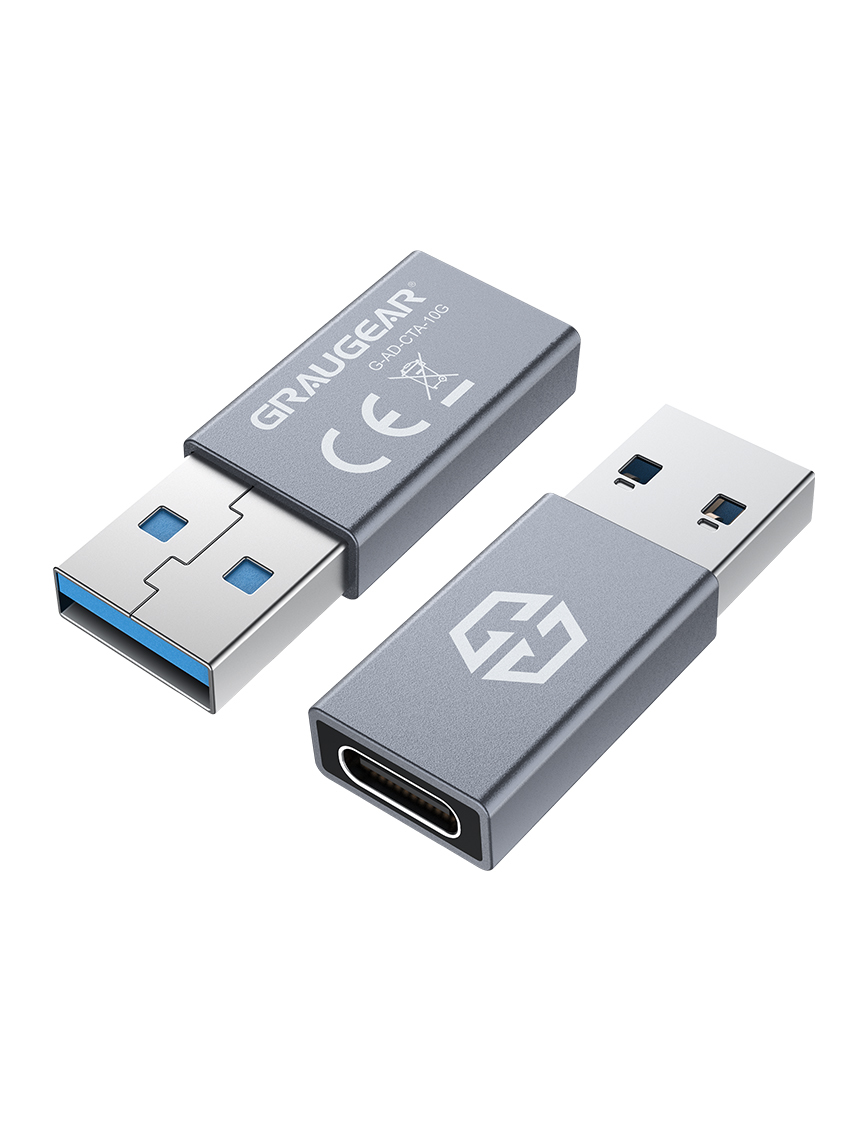 GrauGear USB 3.2 Gen2 Adapter USB-C auf USB-A 10 Gbit/s Silber