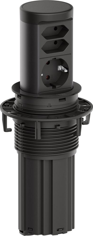 BACHMANN ELEVATOR2 1xCEE7/3 2xEuro, RAL9005 2,0 m AEH (BM0020498)