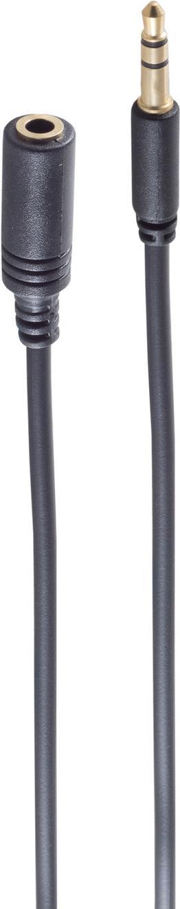 shiverpeaks ® BASIC-S--Super Slim Klinkenverlängerung -- 3,5mm Stereo Mini-Stecker auf 3,5mm Stereo Mini-Kupplung, vergoldete Kontakte, Rundkabel, schwarz, 1,5m (BS33982-S)