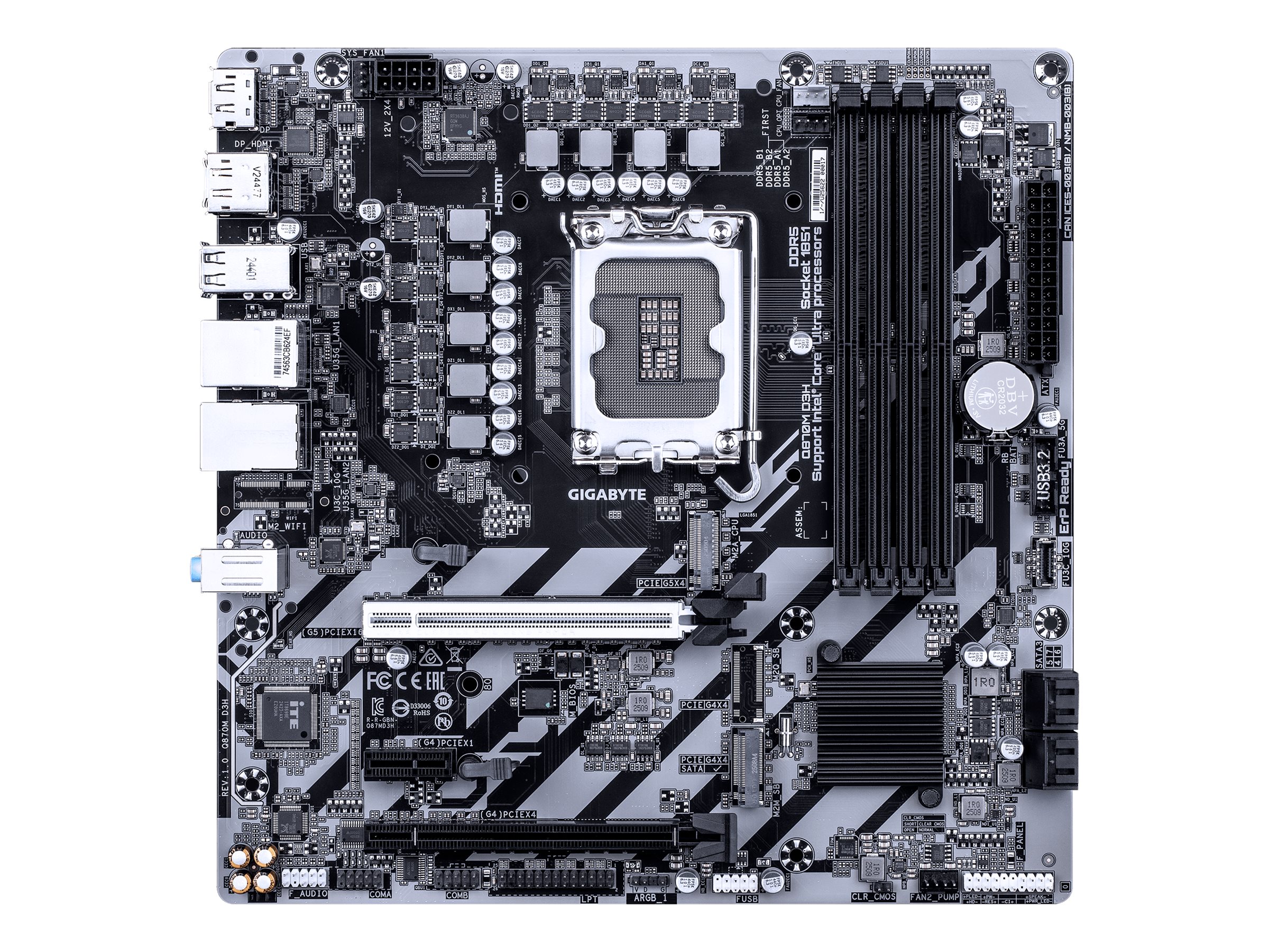 GIGABYTE Q870M D3H Mainboard Micro ATX LGA1851 Intel Q870 Dark brown
