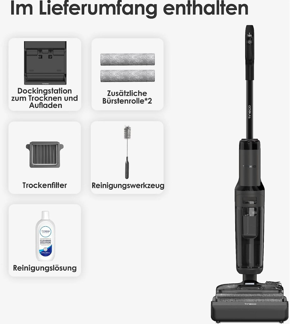 Tineco Floor One S6 Stretch Wet & Dry Akku-Staubsauger 220 W Schwarz, Grau