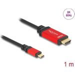 DeLOCK USB Type-C™ zu HDMI Kabel (DP Alt Mode) 8K 60 Hz mit HDR Funktion 1 m rot (80095)