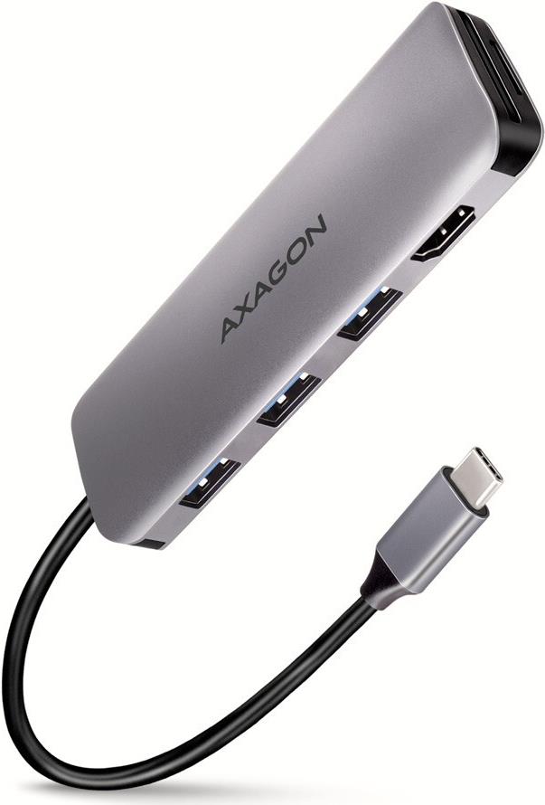 AXAGON HMC-HCR3A USB-Hub, 3x USB-A + HDMI + SD/microSD, USB-C 3.2 Gen 1, 20 cm USB-C-Kabel (HMC-HCR3A)