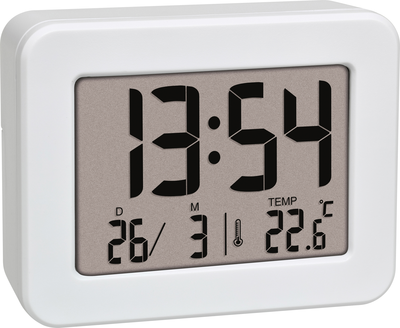 TFA Dostmann 60.2044.02 Quarz Wecker Weiß Alarmzeiten 1 (60.2044.02)