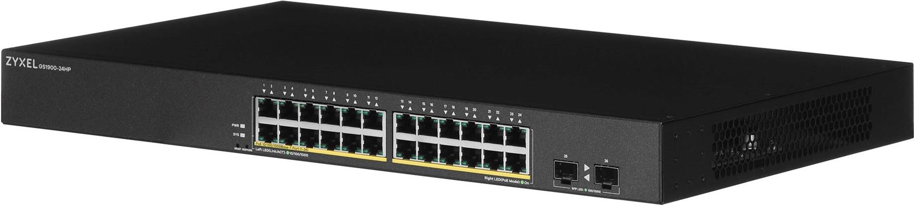 Zyxel GS1900-24HPv2 Managed Switch 24x Gigabit PoE+ 170W Schwarz