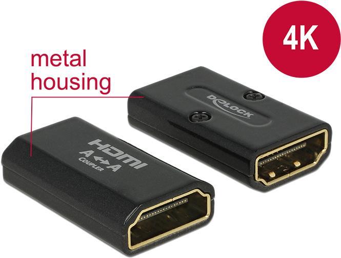 Delock Adapter High Speed HDMI mit Ethernet - HDMI-A Buchse > HDMI-A Buchse 4K Gender Changer schwarz (65659)