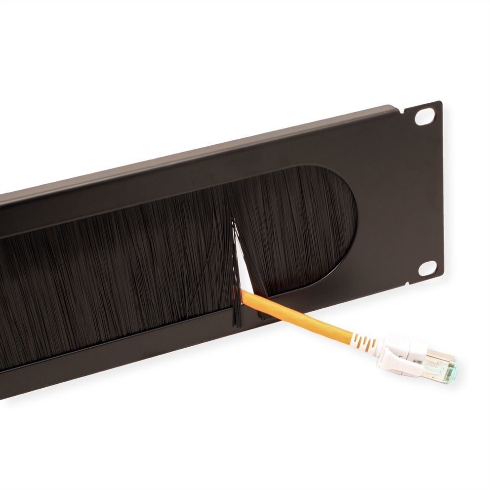 VALUE 26.99.0316 Rack-Blende mit Bürste für Kabeldurchführung 2U 19" RAL 9005
