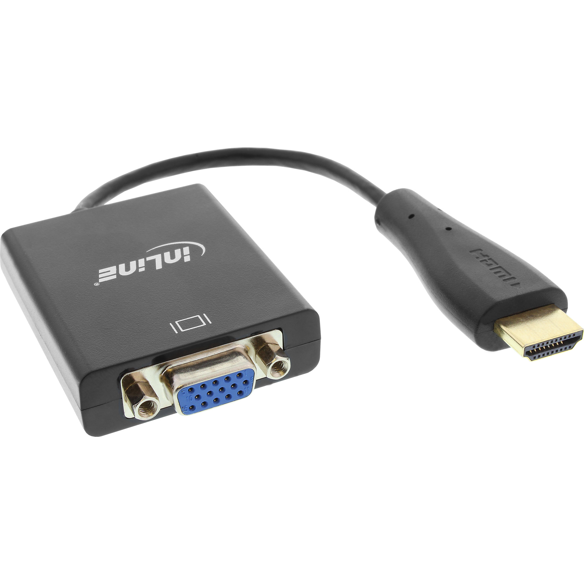 InLine HDMI zu VGA Konverter Dongle mit Audio, 1080p, Schwarz
