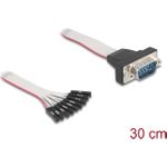 Delock Flachbandkabel RS-232 mit 9 x Pfostenbuchse zu D-Sub 9 Pin Stecker Muttern 30 (90853)