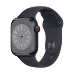 Apple Watch Series 8 (GPS + Cellular) - 41 mm - Midnight Aluminium - intelligente Uhr mit Sportband - Flouroelastomer - Midnight - Bandgröße: regelmäßig - 32 GB - Wi-Fi, LTE, Bluetooth, UWB - 4G - 32 g