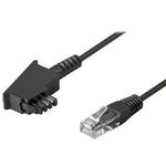 Wentronic Goobay TAE-F Anschlusskabel für DSL / VDSL, Schwarz, 3 m - TAE-F-Stecker auf RJ45-Stecker (8P2C) (51233)