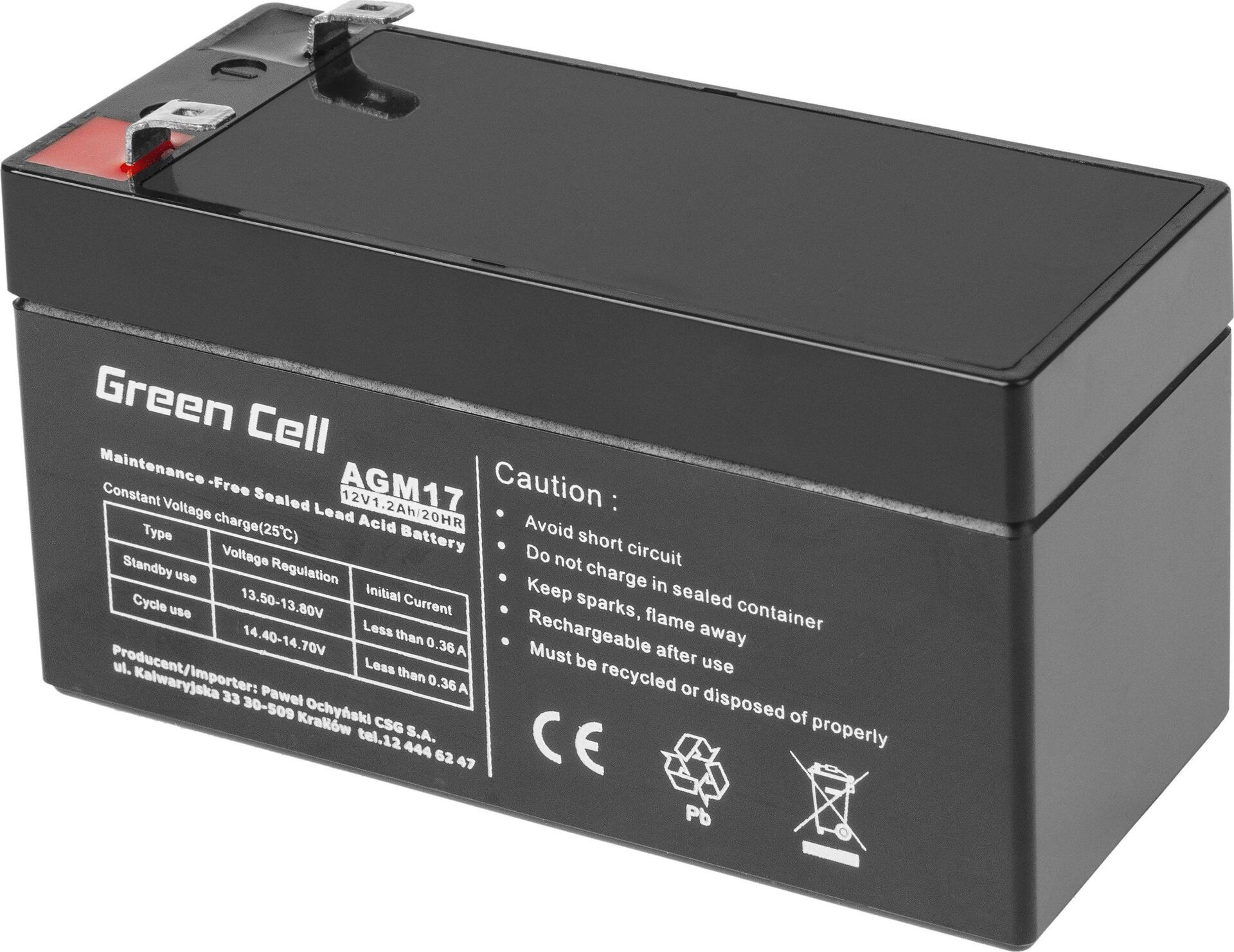 Green Cell AGM17 USV-Akku 12 V 1,2 Ah VRLA AGM Schwarz