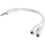 shiverpeaks ® BASIC-S--Adapter, 4-pol. 3,5mm Stecker auf 2 x 4-pol. 3,5mm Buchse, vergoldete Kontakte, Stecker A.D. 6,2mm, weiß, 0,2m (BS33120)