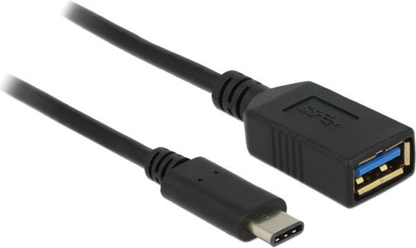 Delock Adapter SuperSpeed USB (USB 3.1, Gen 1) USB Type-C™ Stecker > USB Typ A Buchse 15 cm schwarz (65634)
