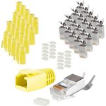 S/CONN maximum connectivity Netzwerk Modular Stecker RJ45 SET für Verlegekabel bis AWG 23, Stecker mit Zugentlastung, Einführhilfe und Tülle, gelb VE 20 (72067-20Y)