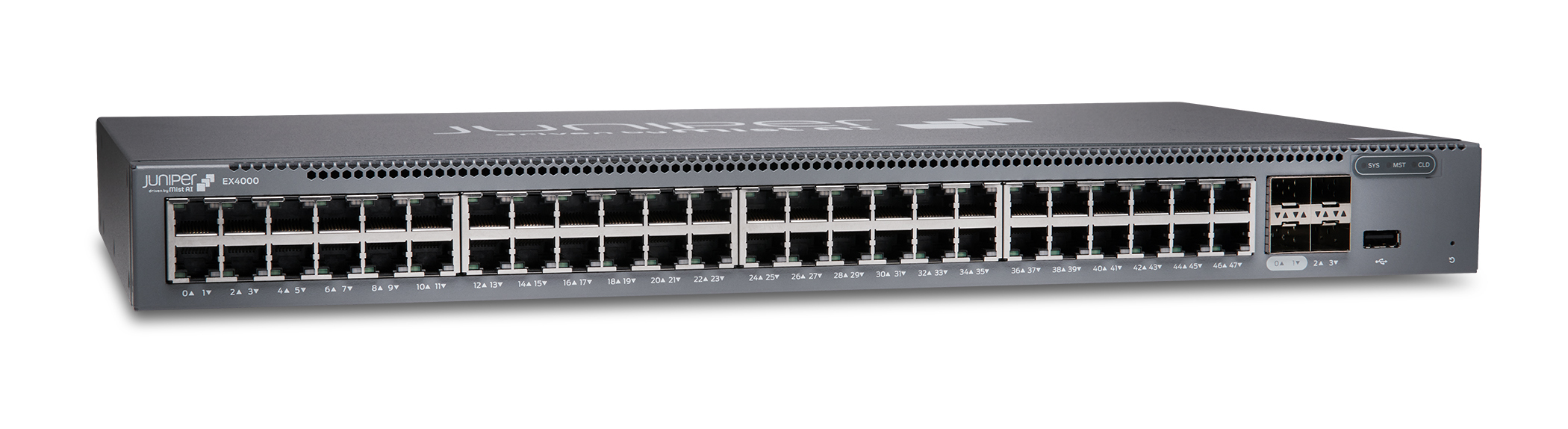 Juniper EX4000-48T Managed Switch L2/L3 48x Gigabit 4x SFP/SFP+ 176 Gbit/s 1U Grau