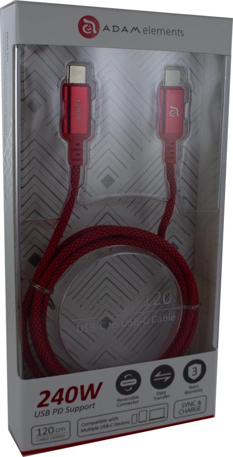 Adam Cotton 240W USB-C Ladekabel 1.2m Rot (ACBADP120RD)