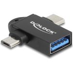 Delock Adapter USB 10 Gbps 2 in 1 USB-A Buchse zu USB Type-C™ Stecker + USB Micro-B Stecker OTG (60739)