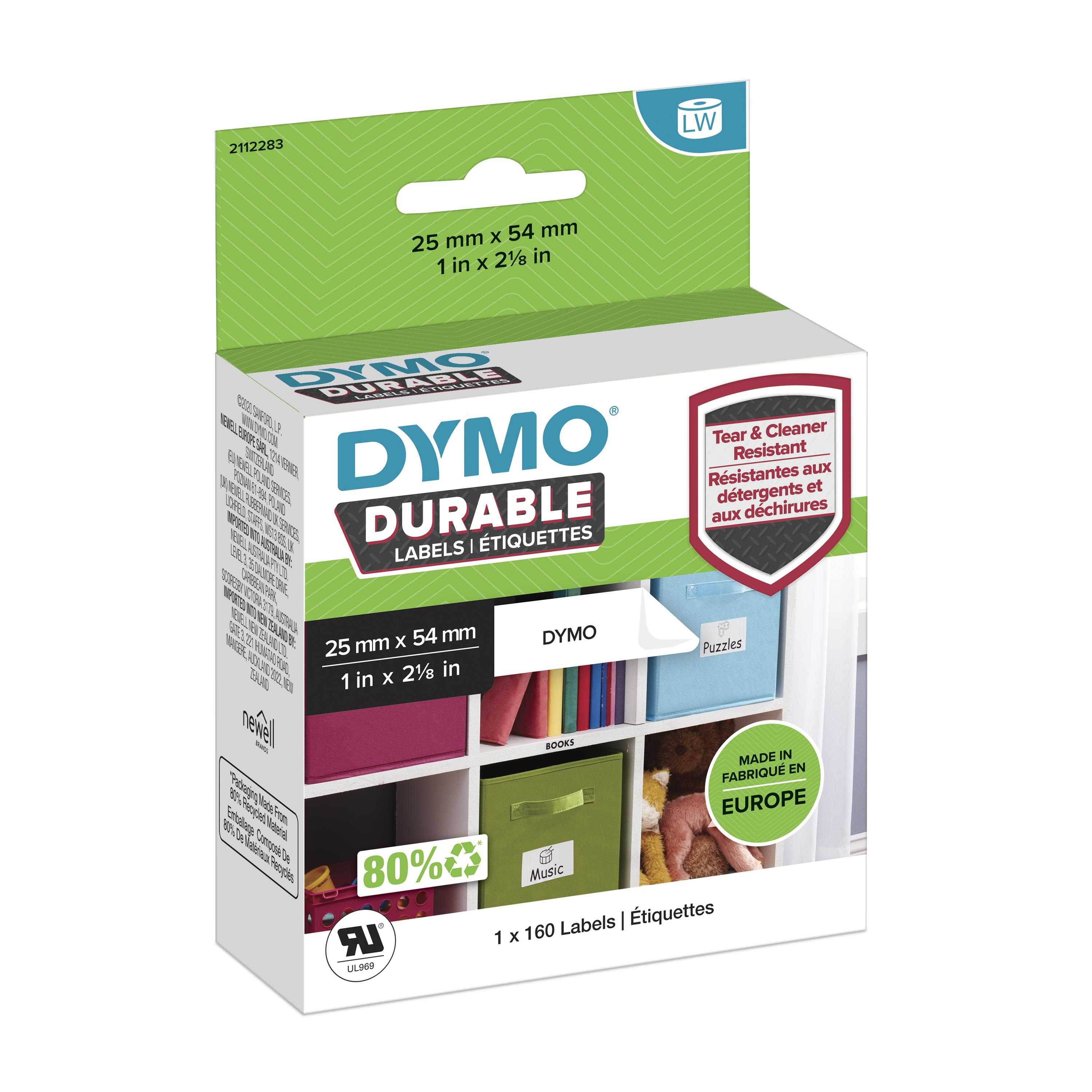 DYMO LabelWriter DURABLE Etiketten 25 x 54 mm Weiß