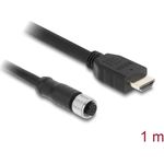 Delock M12 Kabel A-kodiert Buchse zu HDMI Stecker schwarz (81217)