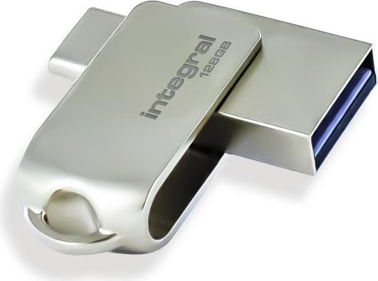Integral 128GB 360-C Dual USB-C & USB 3.0 USB-Stick USB Type-A / USB Type-C 3.2 Gen 1 (3.1 Gen 1) Silber (INFD128GB360CDL3.0)