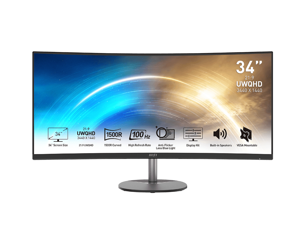 MSI PRO MP341CQDE 34" UltraWide Quad HD Monitor 3440 x 1440 100 Hz Schwarz