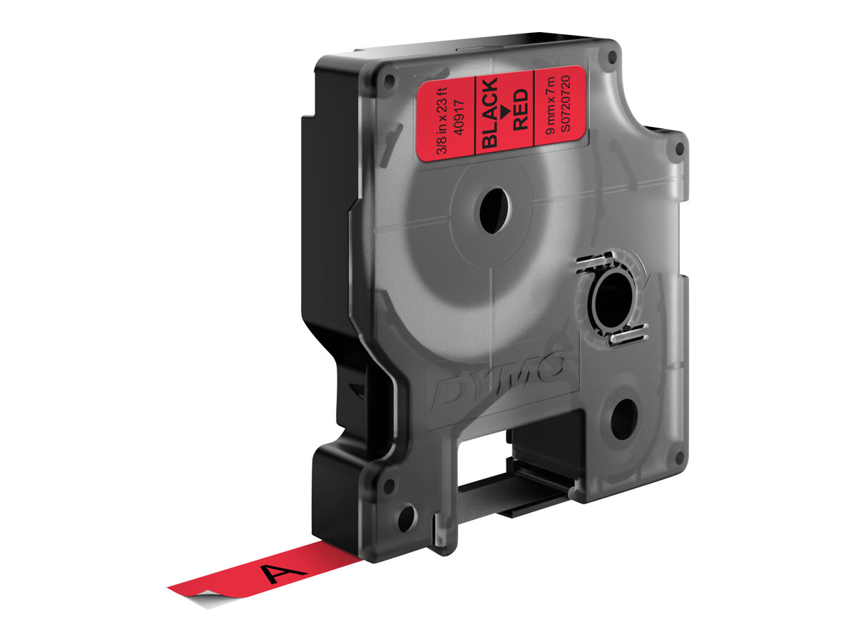 DYMO D1 Etikettenband 0,9 cm x 7 m Schwarz auf rot