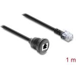 Delock Kabel RJ12 Stecker zu RJ12 Buchse zum Einbau 1 m schwarz (91268)