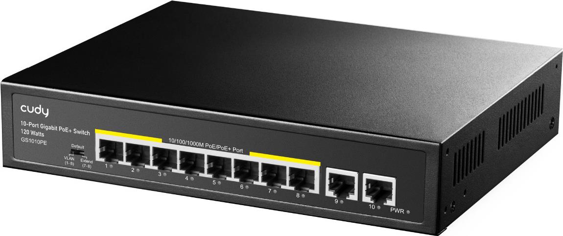 Cudy GS1010PE Gigabit Ethernet Switch 8 Ports PoE+ Schwarz