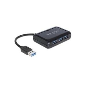 DeLock USB3.0 Hub 3 Port + 1 Port Gigabit LAN 10/100/1000 Mb/s (62440)