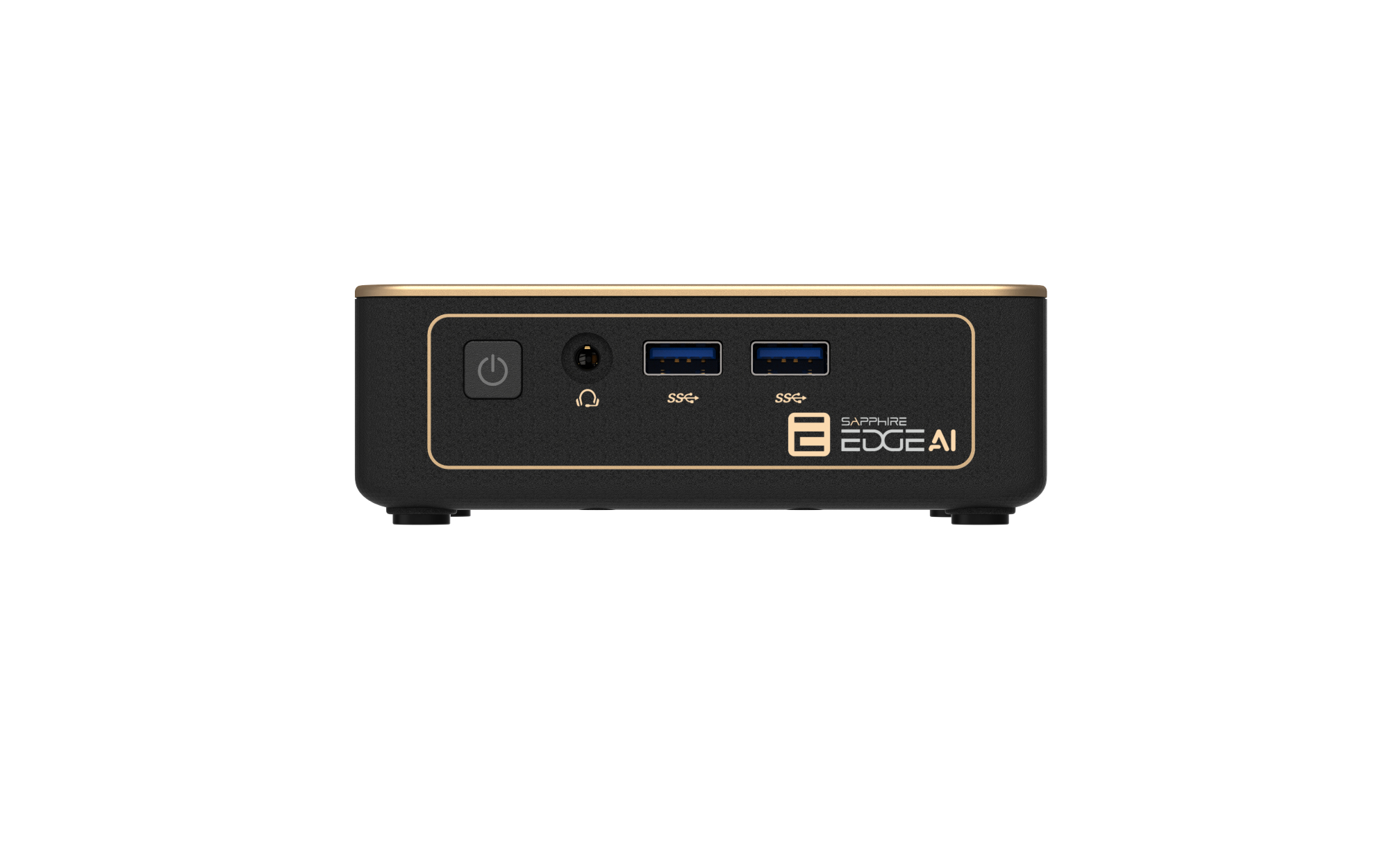 Sapphire EDGE AI 350 Barebone Mini-PC AMD Ryzen AI 7 350 DDR5 SO-DIMM Schwarz/Gold