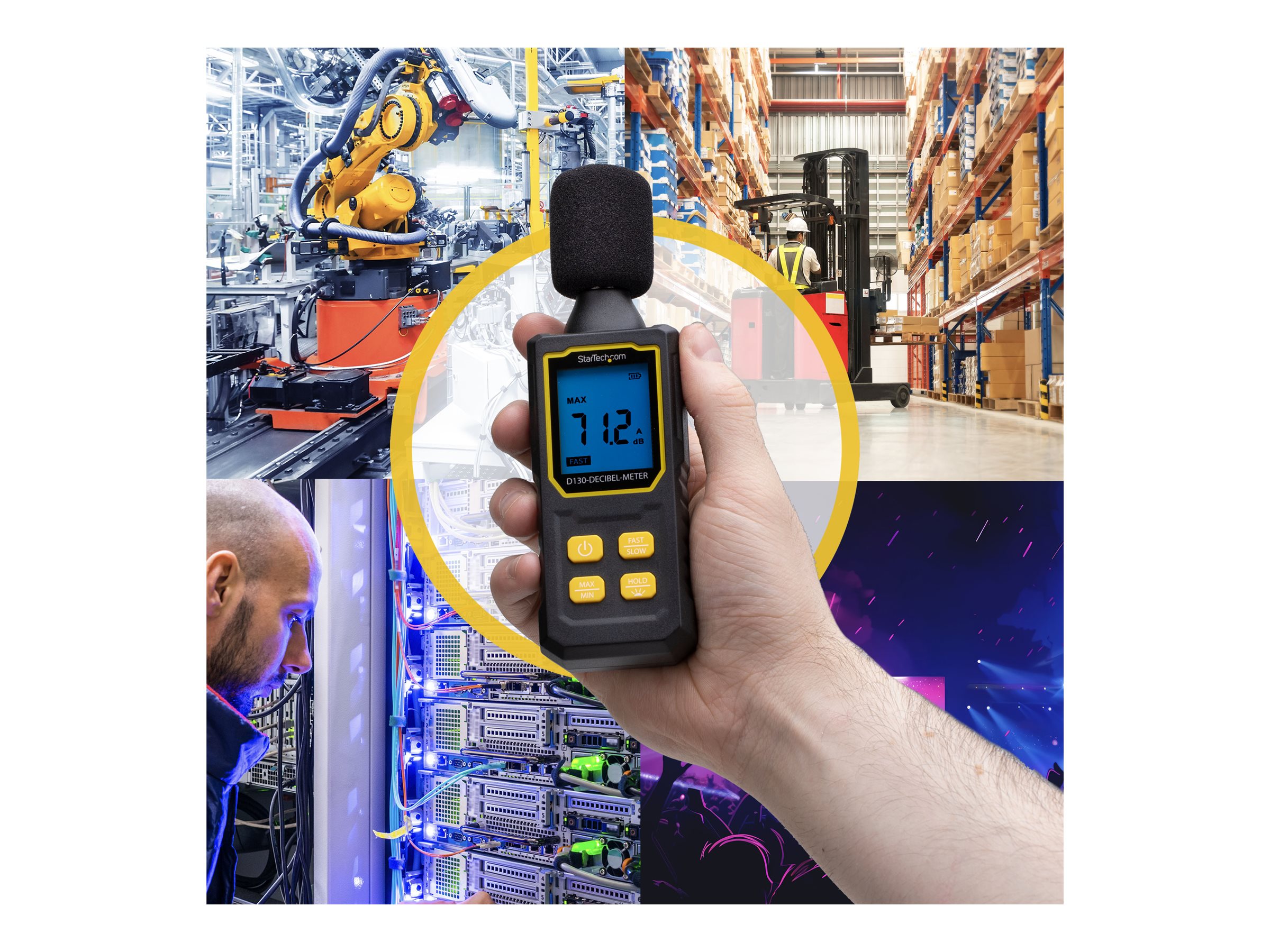StarTech.com Handheld Digital Sound Meter - Schallmessgerät 30-130 dBA IP54 Schwarz