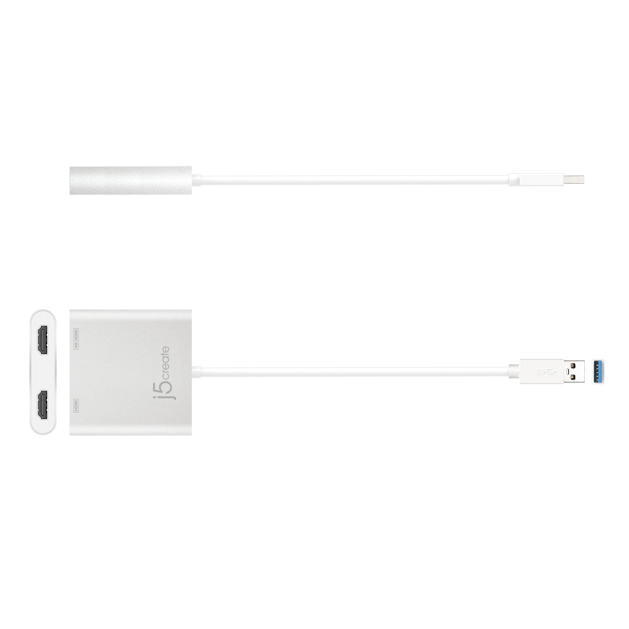 j5create JUA365-N USB-Grafikadapter 2x HDMI 4K Silber